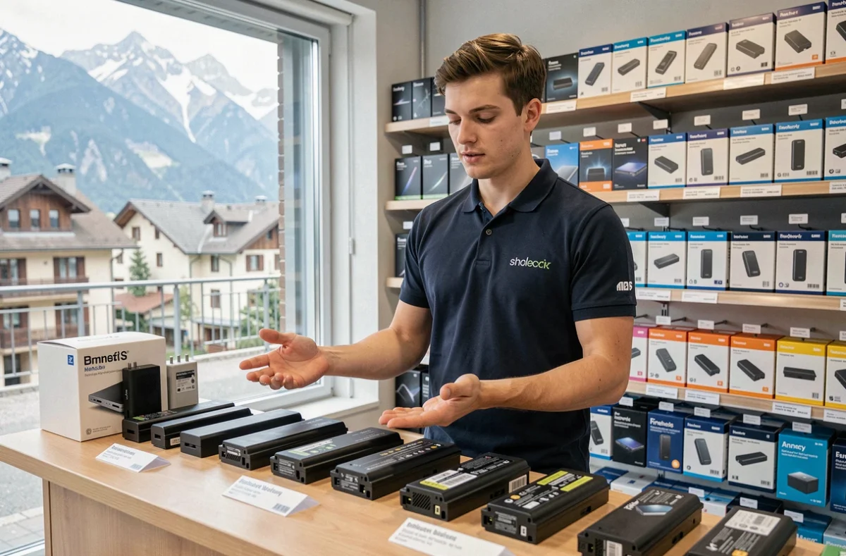Conseiller Batteries Center Annecy présentant des batteries et accessoires reconditionnés en Haute-Savoie