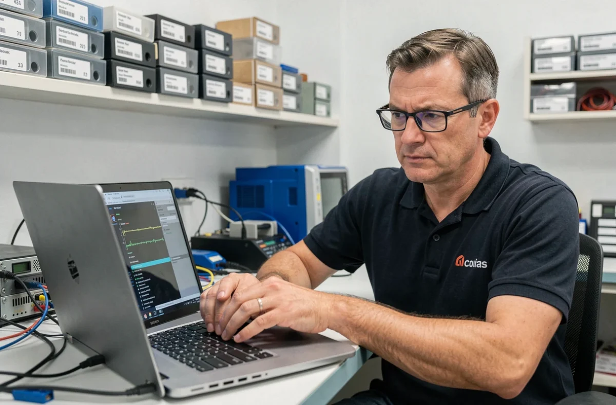 Technicien Docteur Ordinateur effectuant un diagnostic informatique dans son atelier professionnel à Arras
