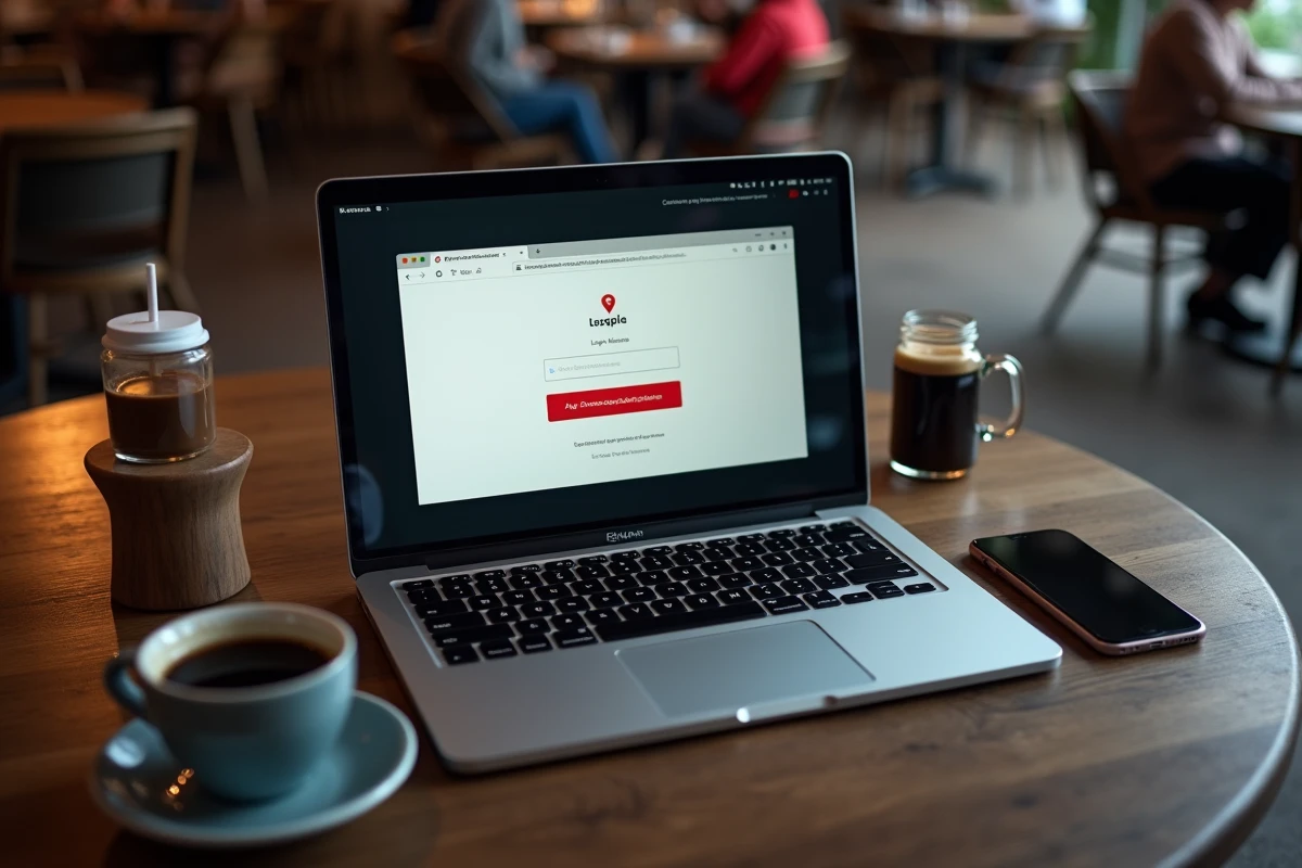 Écran d'erreur de connexion sur un ordinateur portable dans un café