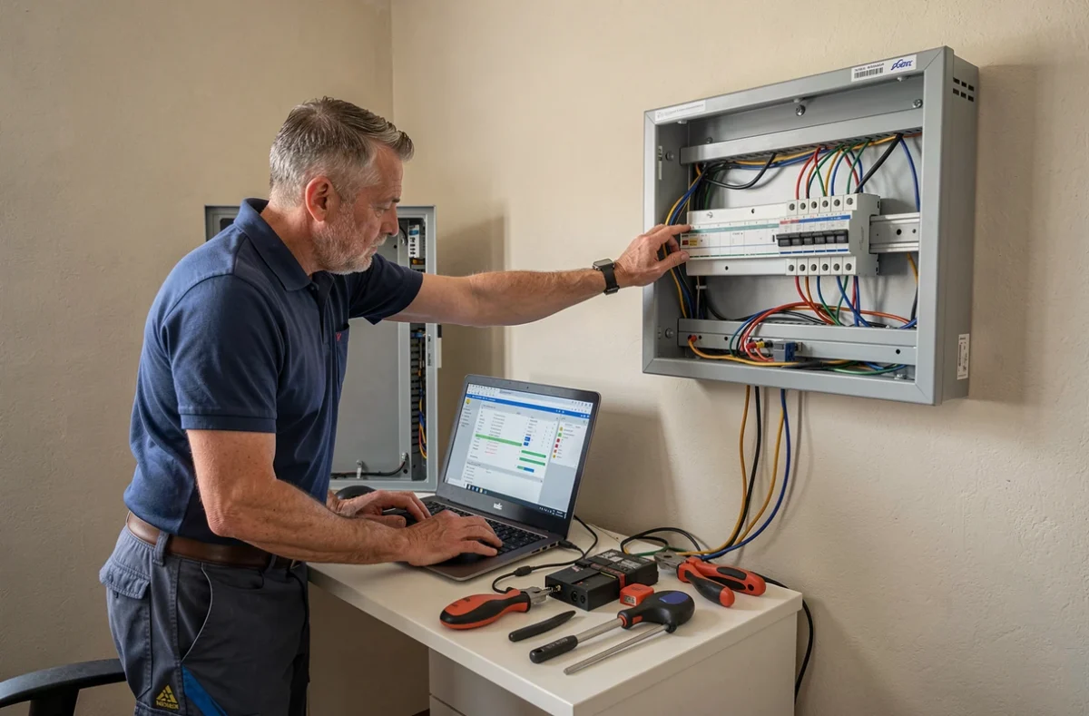 Technicien Home Electricity gérant simultanément un dépannage informatique et des services électriques à Lille